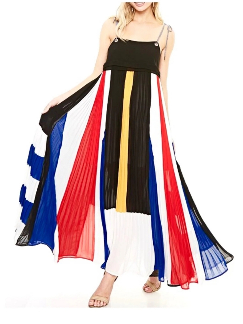 Alpha & Omega BOHO MODERN  Pleated Multicolor Women's  Maxi Dress Size S #C7